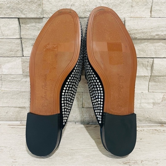 Sam Edelman Linnie Black Glitz Slip On Almond Toe Flat Crystal Horsebit Mule 6.5 - Picture 11 of 12